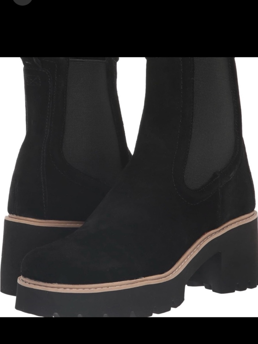 Dolce Vita Black Suede Chunky Heel Chelsea Boots